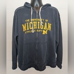 Michigan Wolverines Full Zip Hoodie Distressed Men's XL